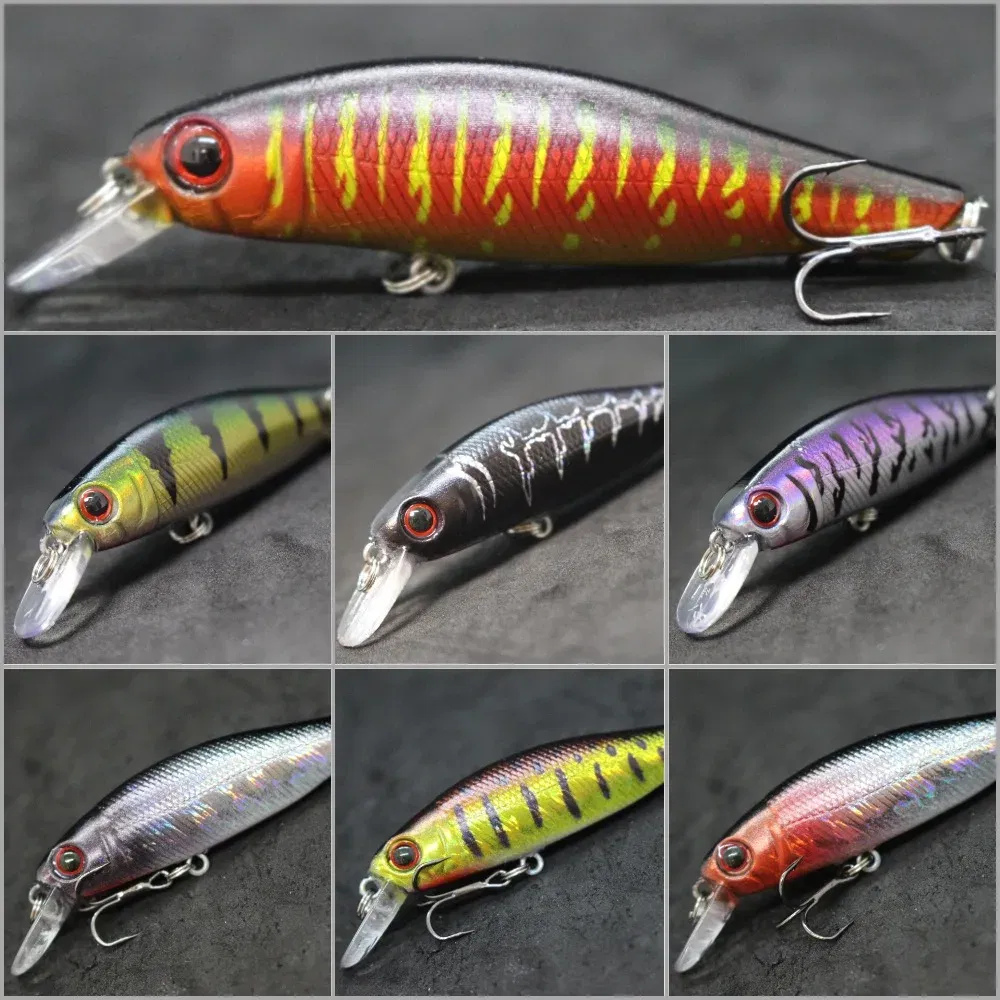 Color: Orange - wLure Minnow Fishing Lure Jerkbait 9g 8cm 0.5 Meter Depth 2 Black Nickle #8 Hooks 3D Hard Eyes M606