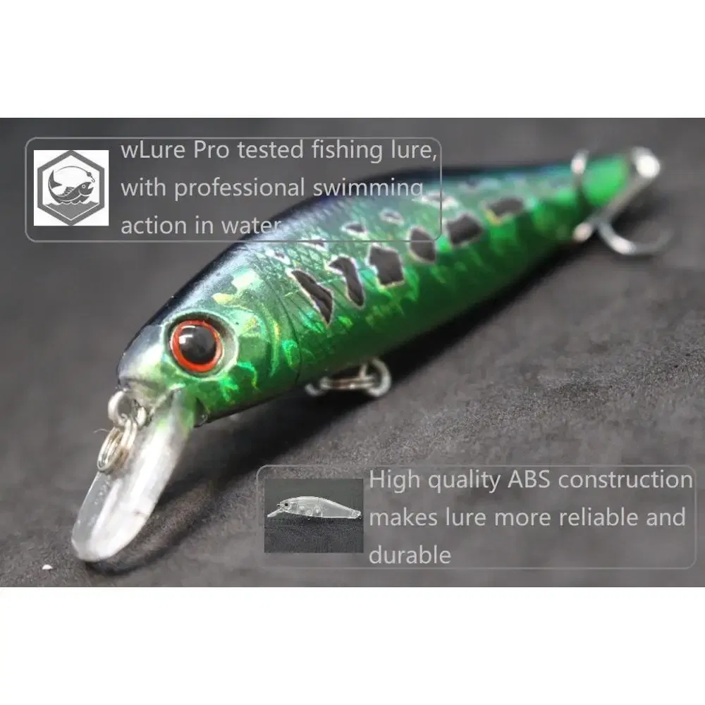 Color: Orange - wLure Minnow Fishing Lure Jerkbait 9g 8cm 0.5 Meter Depth 2 Black Nickle #8 Hooks 3D Hard Eyes M606
