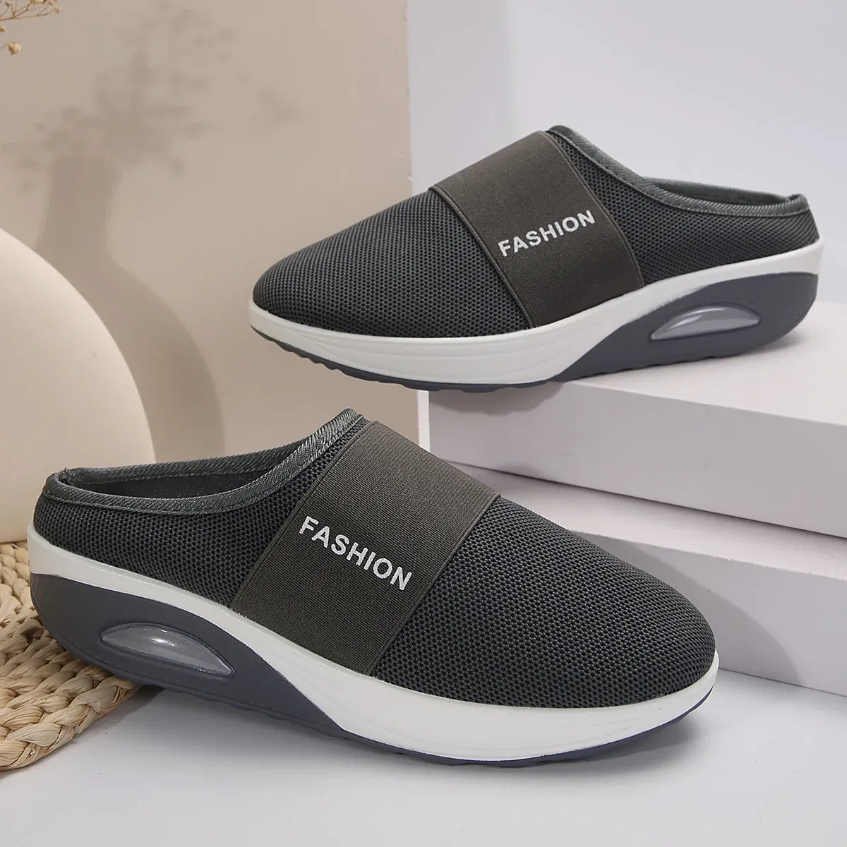 Color: Dark Grey, Shoe Size: 38 - Women Wedges Slippers 2024 New Summer Sandals Vintage Anti-slip Casual Shoes for Women Platform Retro Slippers Slides Women