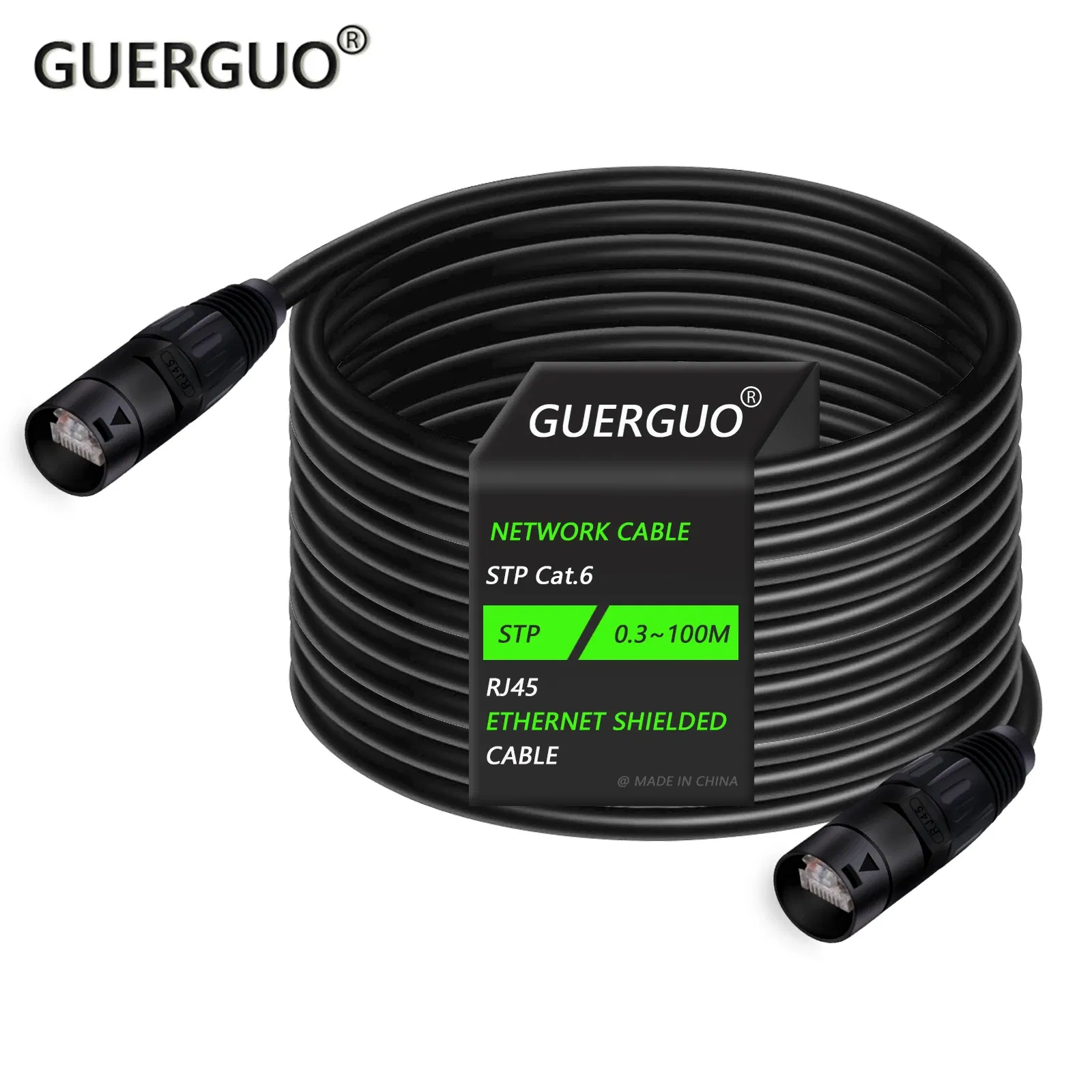 Color: Black, Length: 11m - 0.3M-100M Cat5/CAT6 Stage Ethernet Extension Shielded Cable Outdoor&Indoor LAN Network STP/SFTP Cable with Zinc Alloy RJ45 Plug