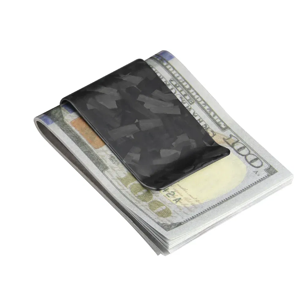 Color: Dark Grey - High Quality Real Carbon Fiber Money Clip Slim Front Pocket Wallet Up To 50 Bills Minimalist Wallet For Men Gift