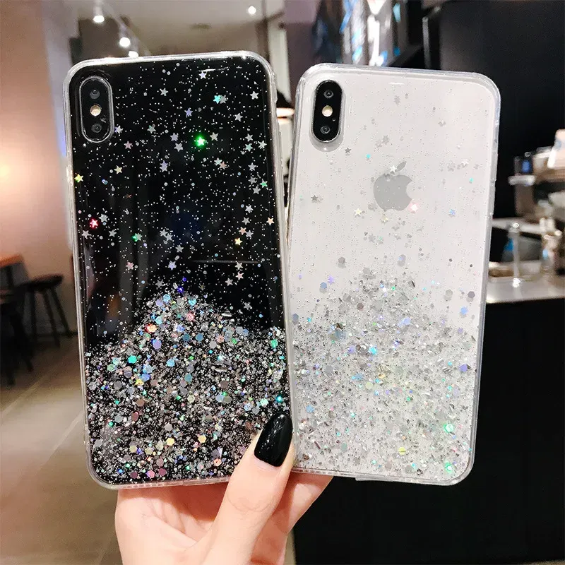 Color: black, Compatible-Phone Models: For iPhone XS - 16 Pro Max, Epoxy Resin Case, iPhone 15 Case with Sequins, Epoxy Case, iPhone 14 Case, Glitter Girls Designs, 13 Pro Max, 15Pro