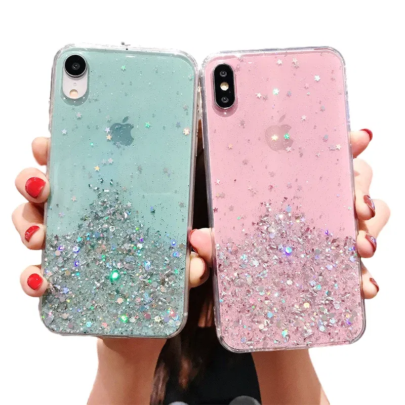 Color: black, Compatible-Phone Models: For iPhone XS - 16 Pro Max, Epoxy Resin Case, iPhone 15 Case with Sequins, Epoxy Case, iPhone 14 Case, Glitter Girls Designs, 13 Pro Max, 15Pro