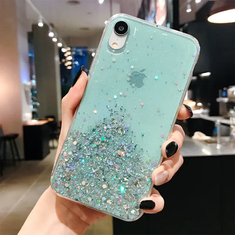 Color: black, Compatible-Phone Models: For iPhone XS - 16 Pro Max, Epoxy Resin Case, iPhone 15 Case with Sequins, Epoxy Case, iPhone 14 Case, Glitter Girls Designs, 13 Pro Max, 15Pro