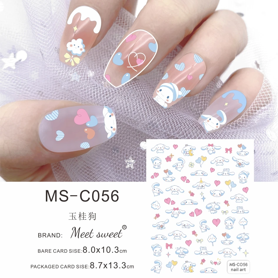 Color: Dark skin - 1PCS 3D Cute Chulomi Melody Hello Kitty Cartoon Stickers For Nails Nail Accessories Mickey Mouse Barbie Princess Nail Stickers