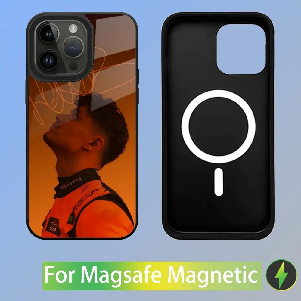 Color: GRAY, Material: PC - F1 Formula 1 L-Lando Norris Phone Case For iPhone 16,15,14,13,12,11,Plus,Pro,Max Mini Magsafe Magnetic Wireless Charging
