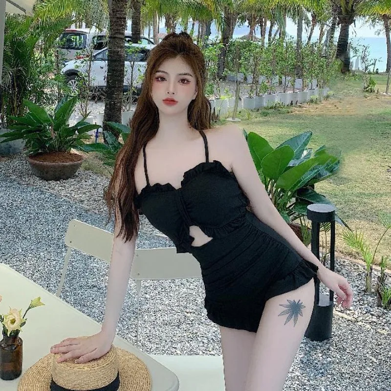 Color: Beige, Size: S - Women Bikinis Set Summer Sexy Black Beach Style Holiday Slim Swimwear Sunscreen Bathing Suit Seductive Ulzzang New 2024 Trendy