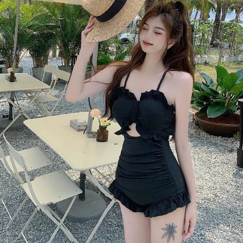 Color: Beige, Size: S - Women Bikinis Set Summer Sexy Black Beach Style Holiday Slim Swimwear Sunscreen Bathing Suit Seductive Ulzzang New 2024 Trendy
