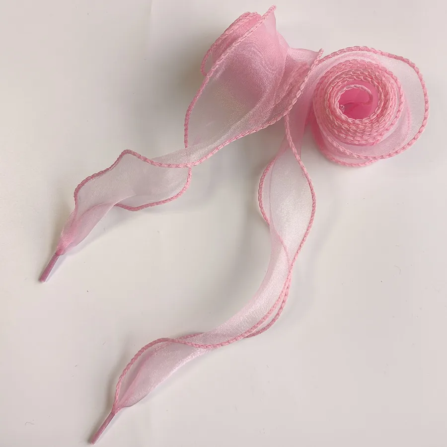 Color: black, Length: 100cm - 4cm Wide Festoon Fishtail Organza Shoelaces Wave Chiffen Fall Winer Bow Laces Beauty White Casual Sneaker DE Training Shoes Lace