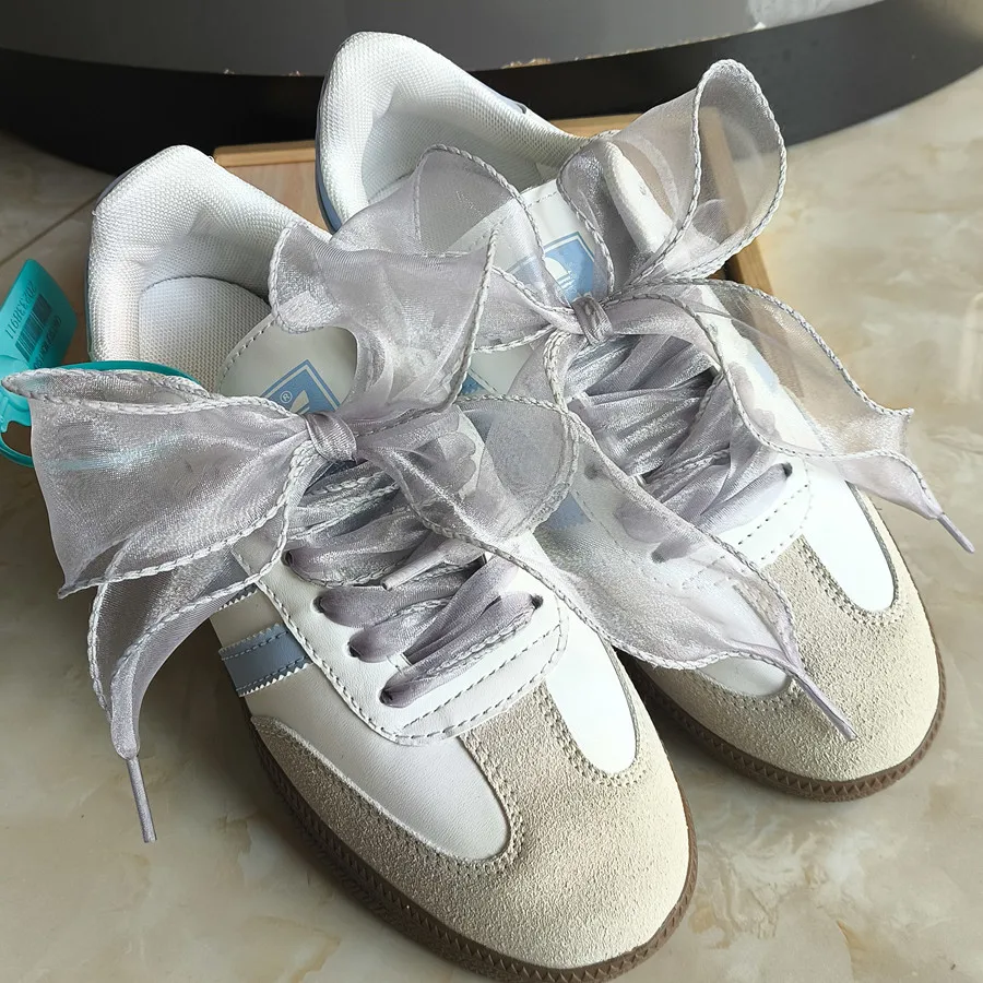 Color: black, Length: 100cm - 4cm Wide Festoon Fishtail Organza Shoelaces Wave Chiffen Fall Winer Bow Laces Beauty White Casual Sneaker DE Training Shoes Lace