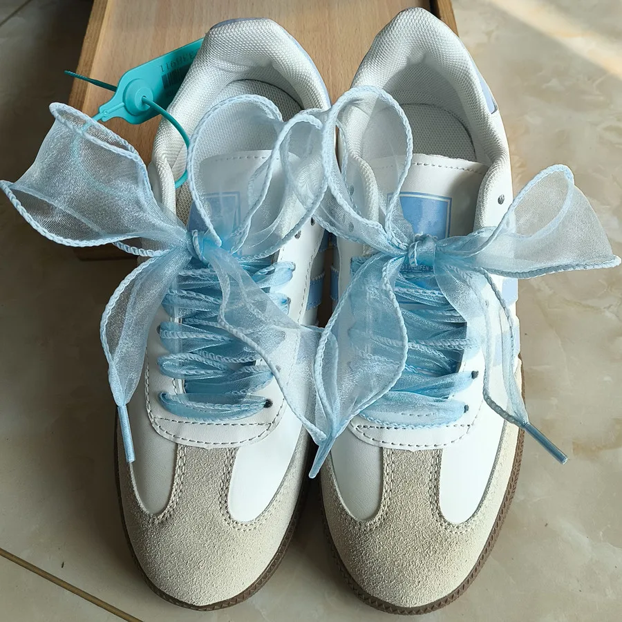 Color: black, Length: 100cm - 4cm Wide Festoon Fishtail Organza Shoelaces Wave Chiffen Fall Winer Bow Laces Beauty White Casual Sneaker DE Training Shoes Lace
