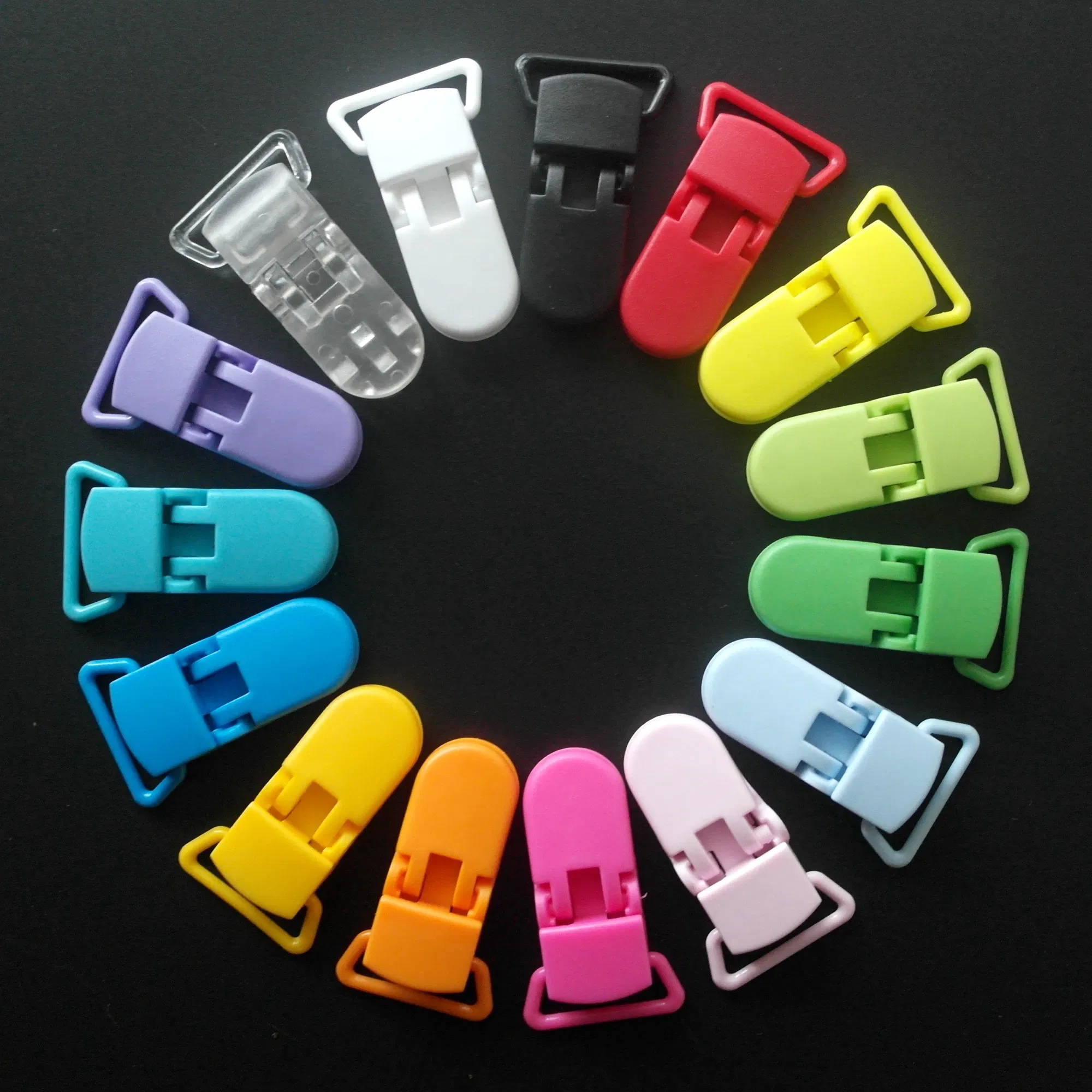 Color: Pink - Sutoyuen 40pcs Hot D Shape Kam Plastic Pacifier Clips Plastic Baby Soother Dummy Suspender Chain Holder Clips for 20mm Ribbon