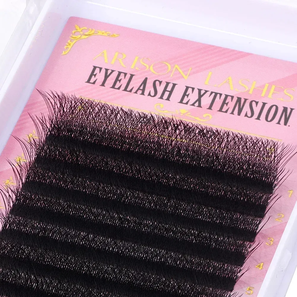 Color: Brushed Chrome, Curl: D, Thickness: 0.07mm, Length: 15mm - ARISON LASHES W Shape 3/4/5/6D Eyelashes Extension Premade Volume Fans YY-shape Lashes Faux Mink Soft Easy Faning Natural Lashes
