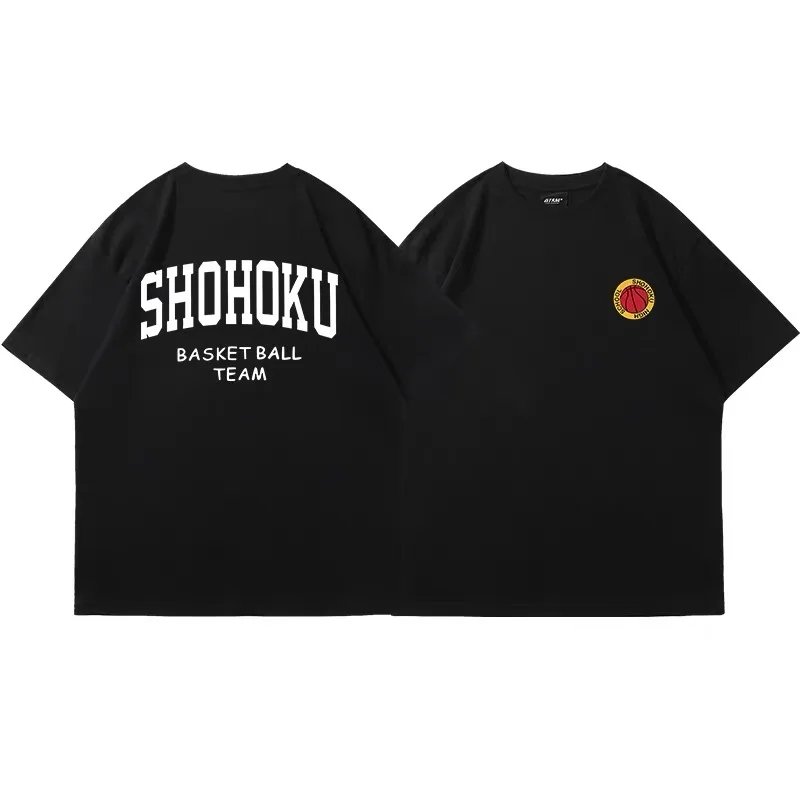 Color: Pink, Size: XL - Japanese Anime Shohoku Basket Ball Team T-Shirt Men Women Sakuragi Hanamichi Print T Shirts Oversized Cosplay Unisex Clothes