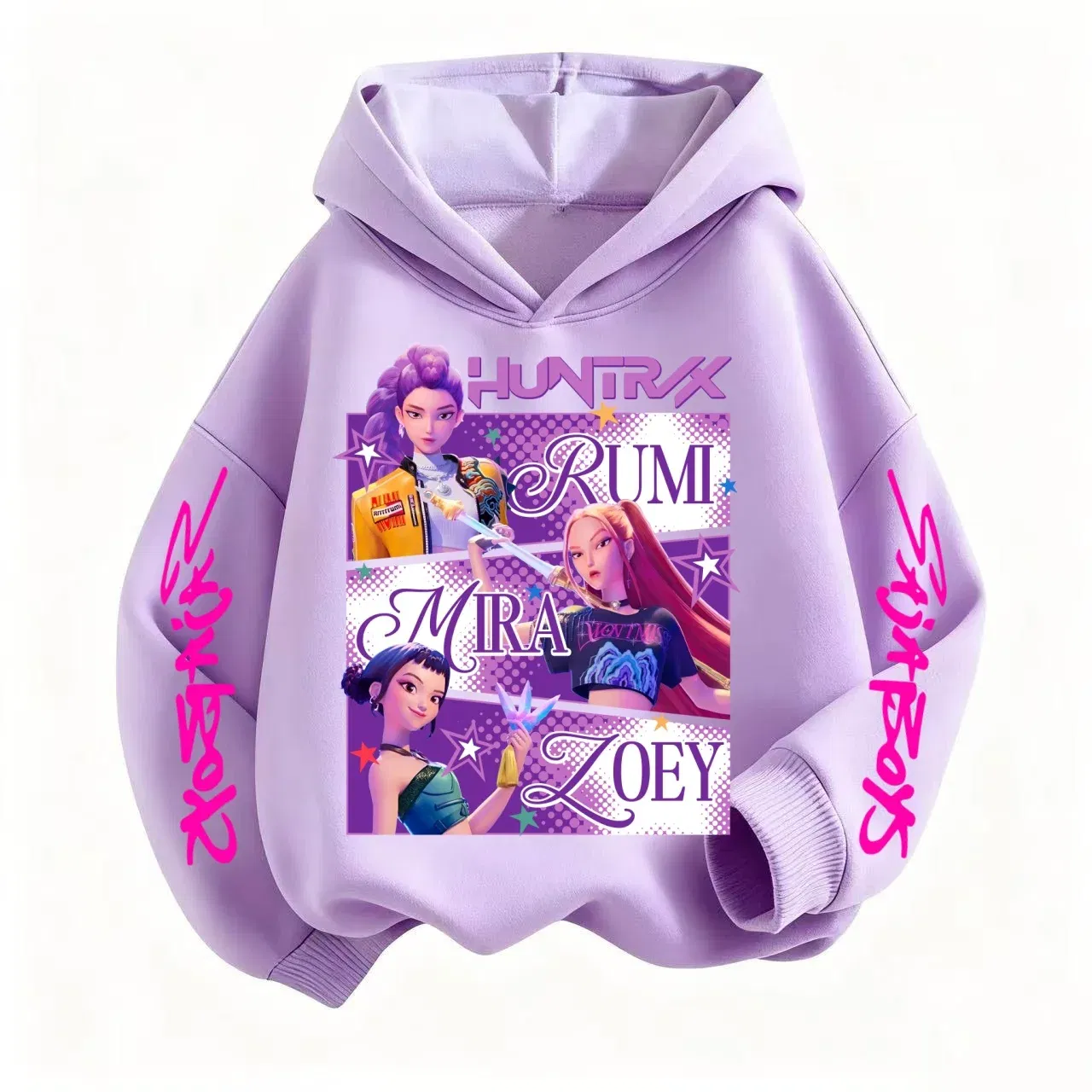 Color: black, Kid Size: 8 - Pure Cotton KPop Demon Hunters Mira Kids Hoodie Clothes Teen Boys Girls Clothing Fashion Clothes Spring Autumn Sweatshirt