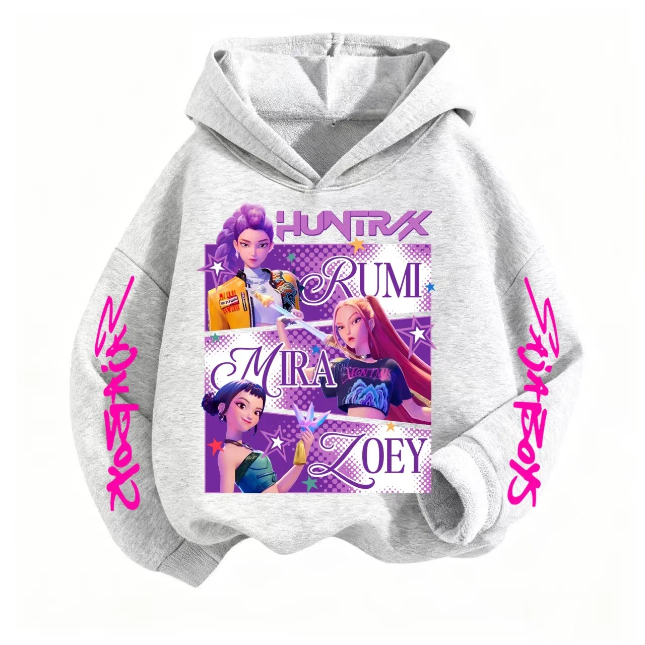 Color: black, Kid Size: 8 - Pure Cotton KPop Demon Hunters Mira Kids Hoodie Clothes Teen Boys Girls Clothing Fashion Clothes Spring Autumn Sweatshirt