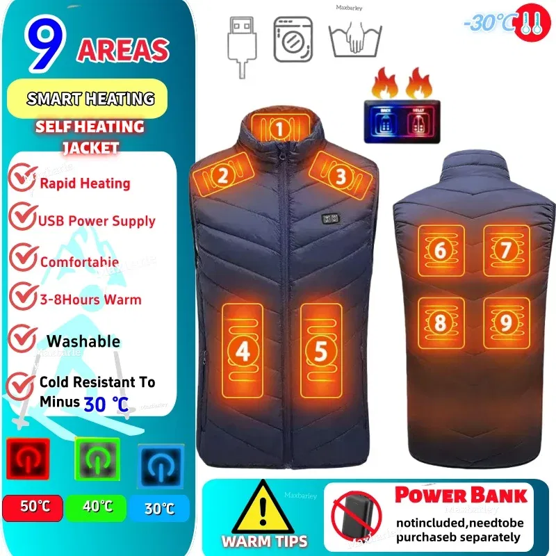 Color: Brown, Size: 4XL - 11/9/21 Zone Heating Suit Winter Warm and Comfortable Stand Collar Work Vest Outdoor Mens Intelligent Temperature Control Coat