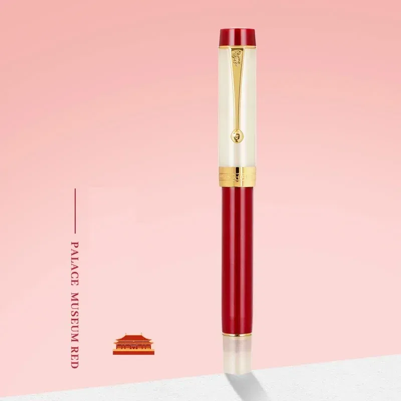 Color: Orange, Nib Size: M - JINHAO 100 Centennial Fountain Pen Resin Gold Clip Nib EF F M Students Pens Business Stationery School Office Supplies PK 9019