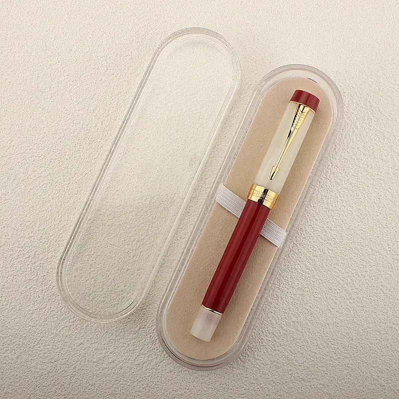 Color: Orange, Nib Size: M - JINHAO 100 Centennial Fountain Pen Resin Gold Clip Nib EF F M Students Pens Business Stationery School Office Supplies PK 9019