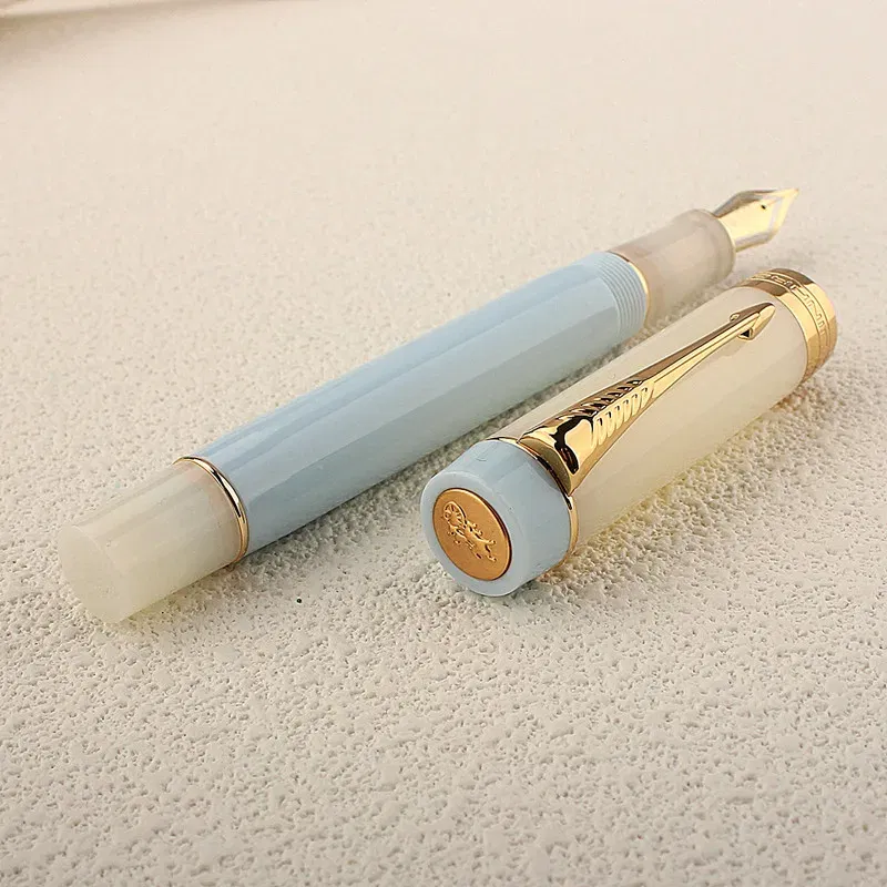 Color: Orange, Nib Size: M - JINHAO 100 Centennial Fountain Pen Resin Gold Clip Nib EF F M Students Pens Business Stationery School Office Supplies PK 9019