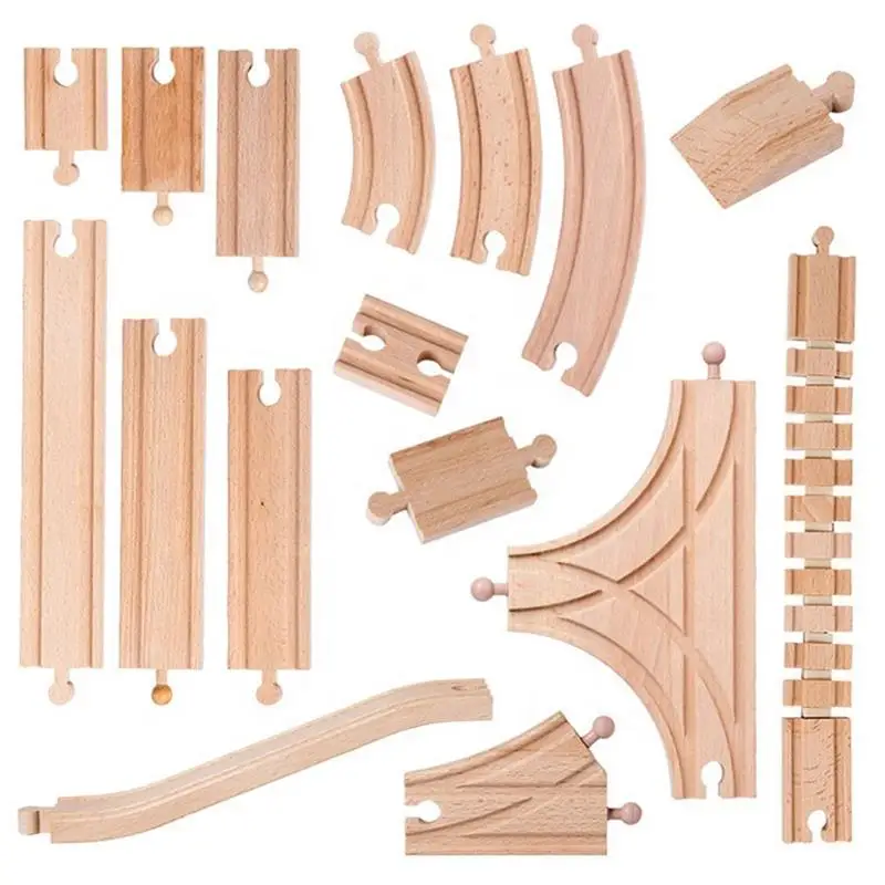 Color: Clear - Wooden Bridge Tunnel Urban Rail Overpass Traffic Car Toy Scene Combined Train Rail Track Wooden Accessories Beech Turntable DIY