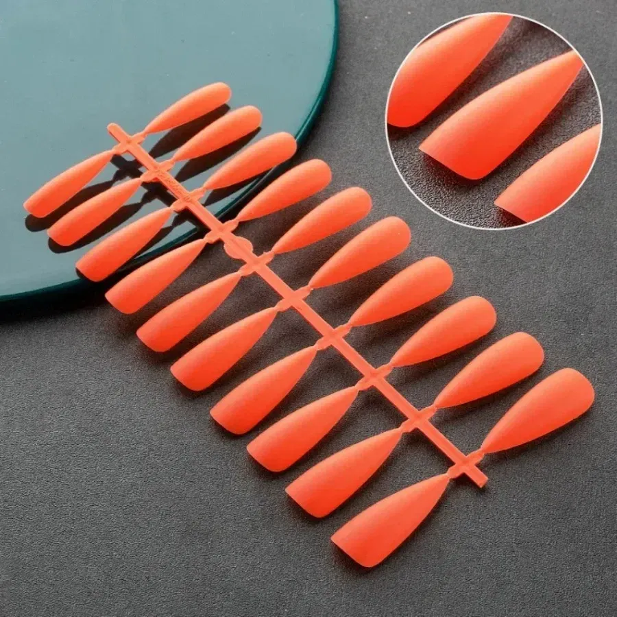 Color: Ivory - Matte False Nails 24PCS  Head Frosted Press Glue on Fake Nail Tips Ballet Detachable Full Cover Artificial Fingernails