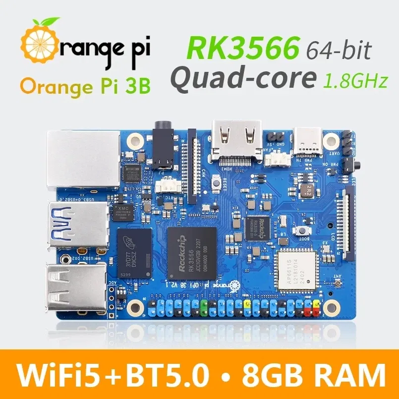 Bundle: Bundle 9, Color: Beige - Orange Pi 3B 8GB 4GB 2GB RAM Rockchip RK3566 WiFi5+BT 5.0 Gigabit LAN Port Single Board Run Android Linux OpenHarmony OS Mini PC