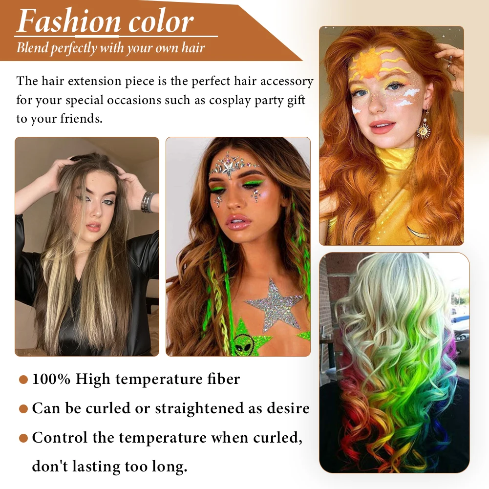 Color: 4/30HL, Stretched Length: 22inches, Ships From: CHINA - Synthetic 10 Pcs Straight Hair Extensions Clip in Hairpieces 22 Inch Hightlight Colorful Hair for Women Party Cosplay Gifts