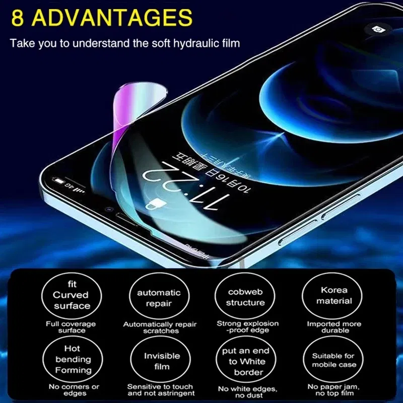 Color: PURPLE, Bundle: Bundle2 - 2Pcs Hydrogel Film for IPhone 12 13 Pro Max Mini Screen Protectors for IPhone 11 14 Pro XS Max X XR 6 6s 7 8 Plus SE Not Glass
