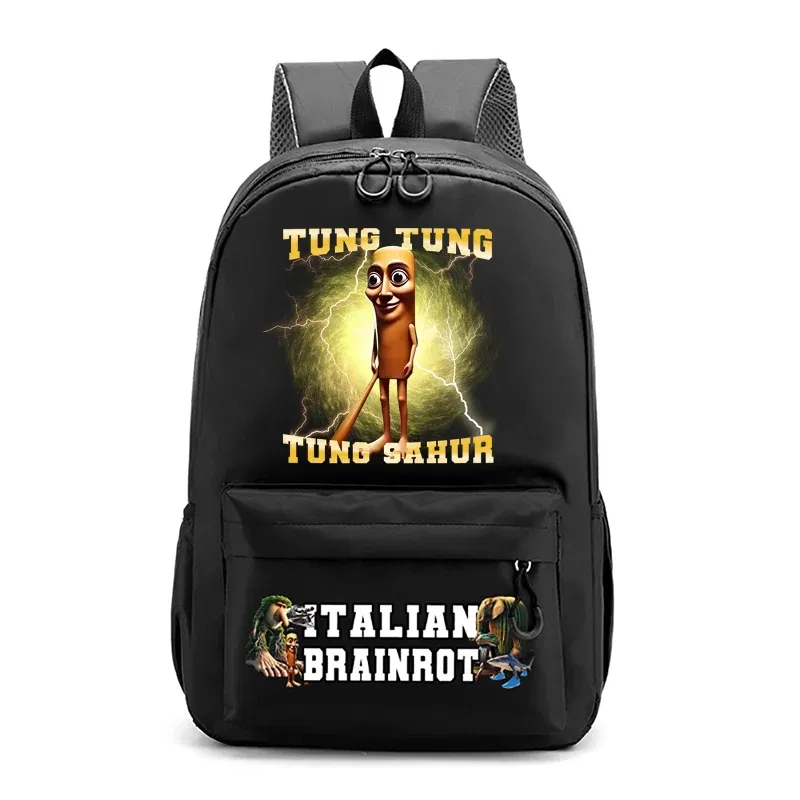 Color: Beige - Italian Brainrot Kids Cute Schoolbag Tung Tung Tung Sahur Backpack for Boy Funny Meme Anime Knapsack Cartoon Book Bag Gifts 2025