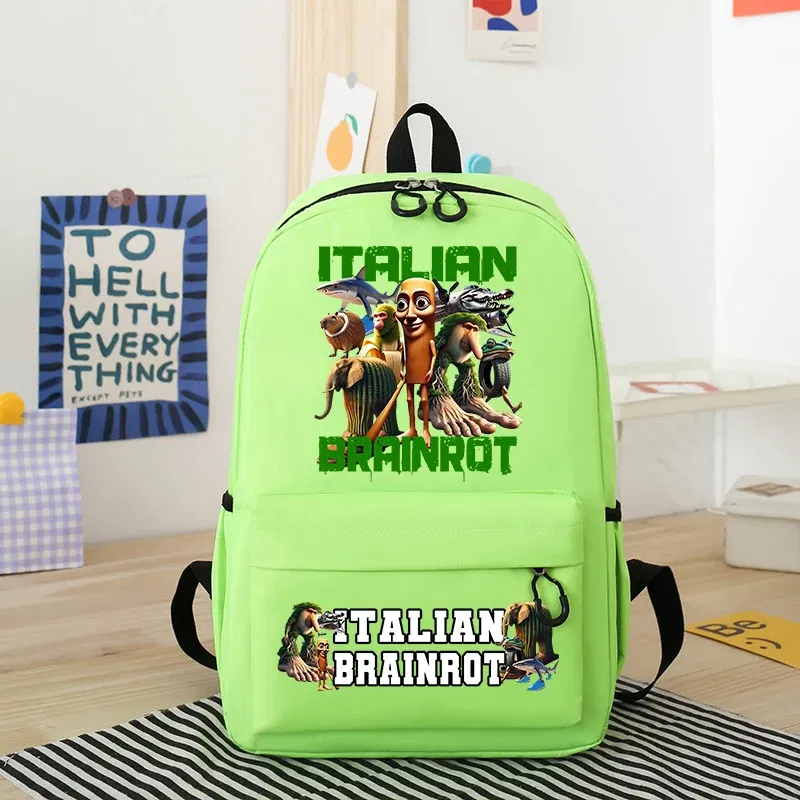 Color: Beige - Italian Brainrot Kids Cute Schoolbag Tung Tung Tung Sahur Backpack for Boy Funny Meme Anime Knapsack Cartoon Book Bag Gifts 2025