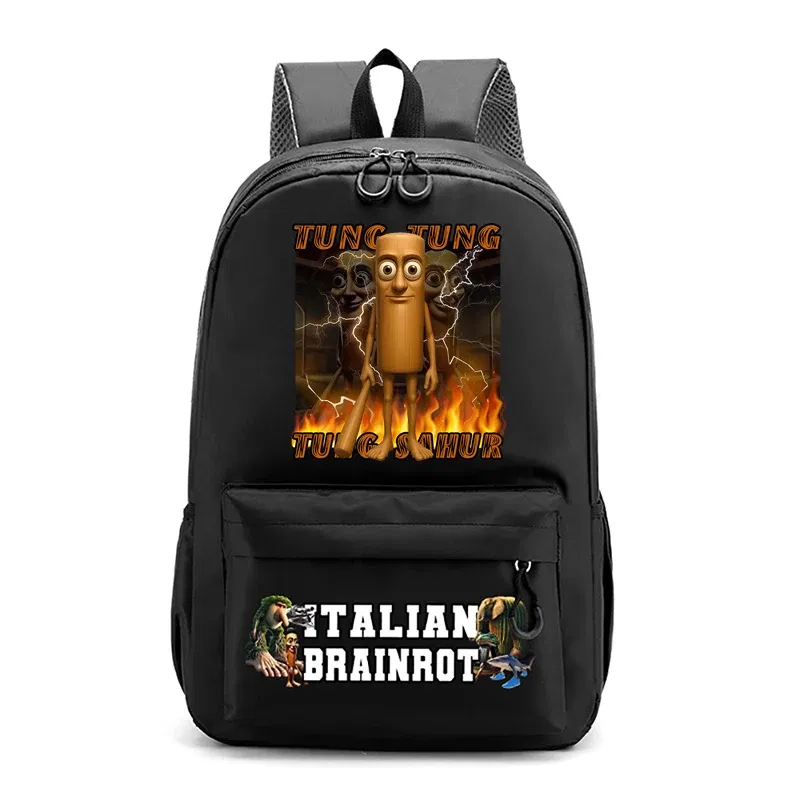 Color: Beige - Italian Brainrot Kids Cute Schoolbag Tung Tung Tung Sahur Backpack for Boy Funny Meme Anime Knapsack Cartoon Book Bag Gifts 2025