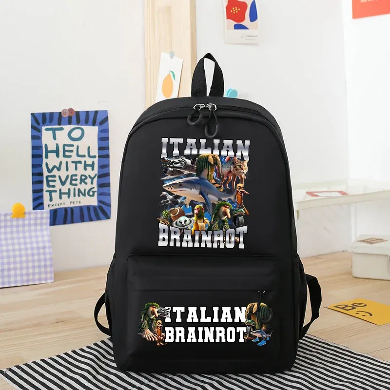 Color: Beige - Italian Brainrot Kids Cute Schoolbag Tung Tung Tung Sahur Backpack for Boy Funny Meme Anime Knapsack Cartoon Book Bag Gifts 2025