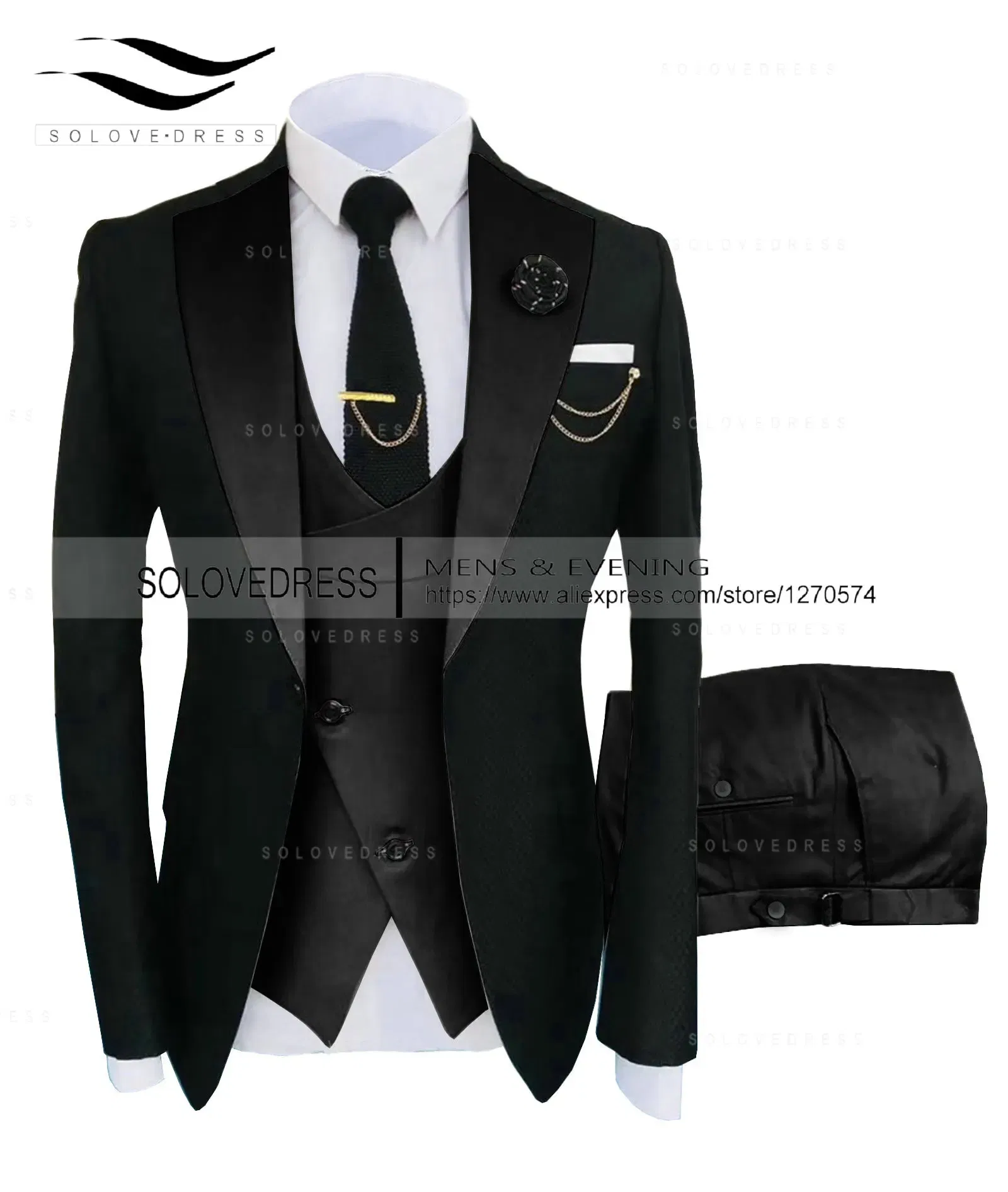 Color: Clear, Size: XS - ( Jacket + Vest + Pants )Suits for Mens 2024 Casual Business Suit High-end Social Formal Suit 3 Pcs Set Groom Wedding Men