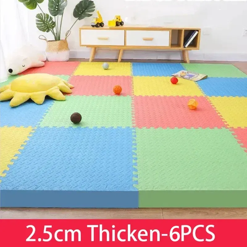 Color: Chocolate - Thicken 2.5cm Tatame Baby Play Mat Activities Mat for Baby Mat 6PCS Game Mats Playroom Mat Play Mats Floor Noise Mat Puzzle Mat