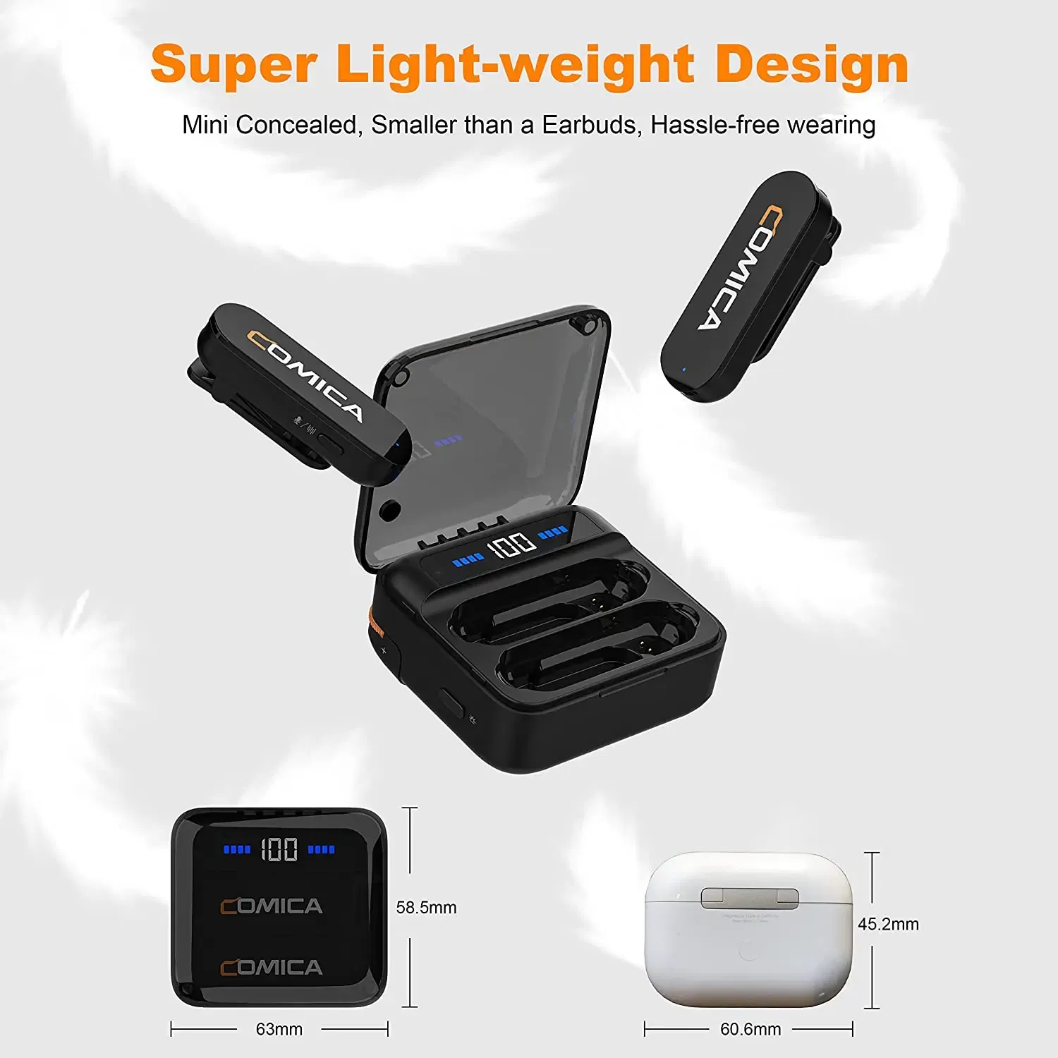 Color: Green, Ships From: CHINA - Comica Vimo S Wireless Lavalier Microphone 2.4G Compact Wireless Lapel Microphone With Charging Case for iPhone Android Phone