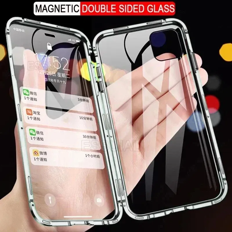 Color: black, Bundle: Case & Screen Protector, Material: Plastic - 360 Full Protection Metal Magnetic Case For Honor X9b X6 X8A 5G X9 4G X9A 5G Double-Sided Glass Transparent Cover Cases