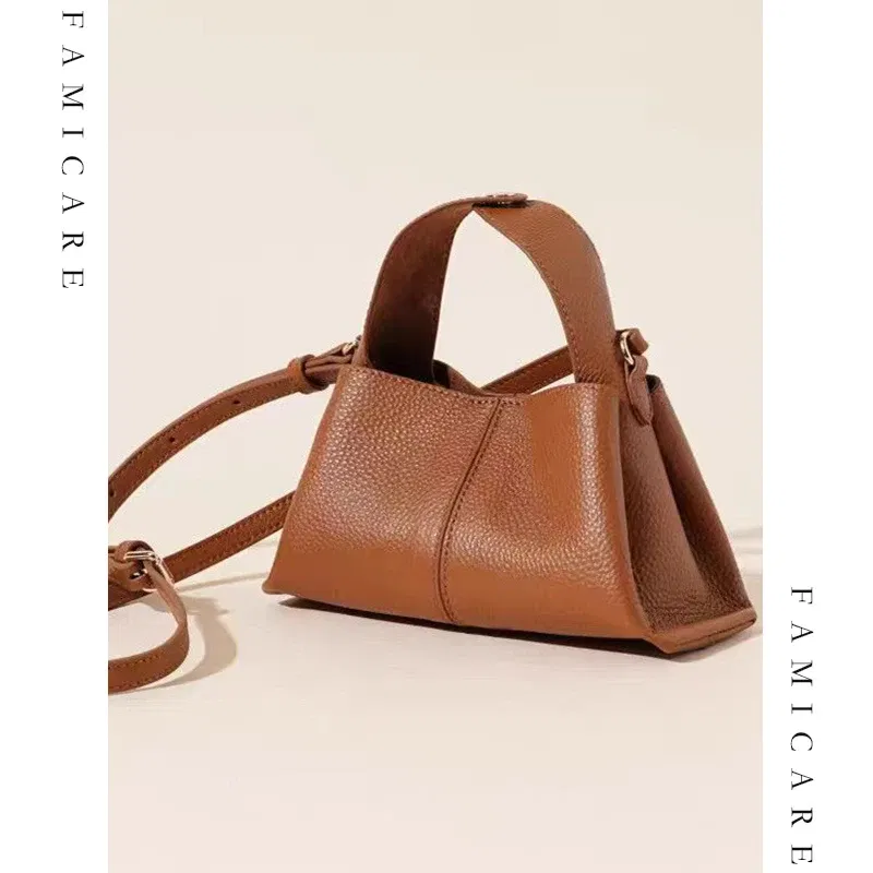 2025 Fall Winter New Top Grain Leather Square Mini Bag Single Shoulder Crossbody Bag Women Trendy Versatile Chic Handbag