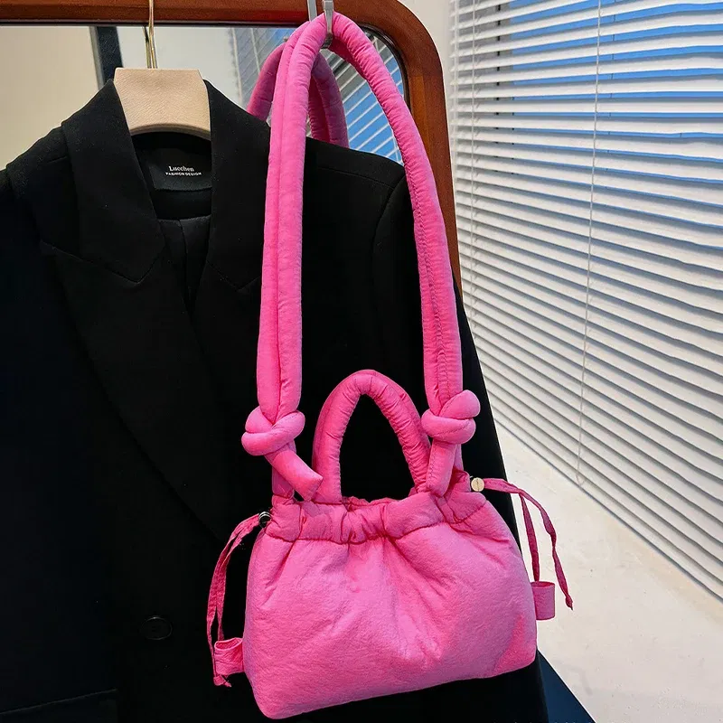 Color: Blue, Ships From: CHINA - Fashion Small Puffer Tote Bag Designer Padded Women Shoulder Bags Nylon Down Cotton Crossbody Bag Mini Lady Handbags 2024 Trend