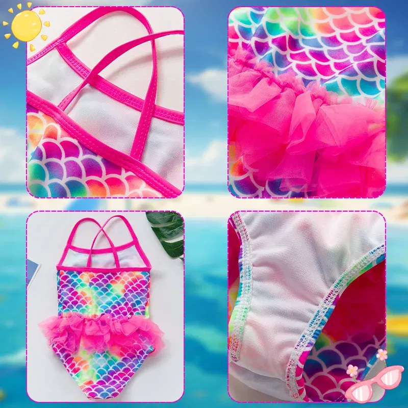 Color: Pink, Kid Size: 3M - Lilo Stitch Girl Swimsuit Summer One-Piece Swimwear Beachwear Pool Mermaid Fish Scale Print Bikini Bathing Outfit Swimming Wear