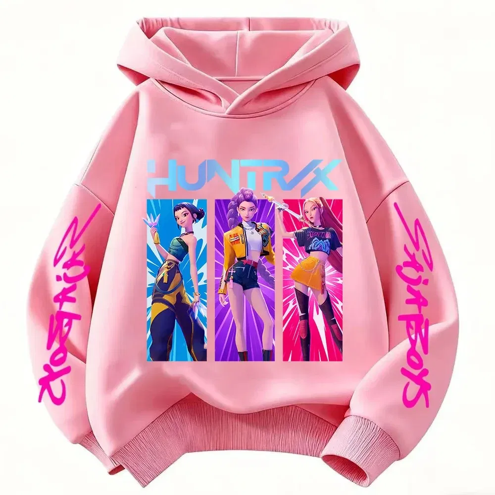 Color: Blue, Kid Size: 5 - Cartoon Hoodie for Boys and Girls KPop Demon Hunter Rumi Derpy Warm and Thick, Fashionable Casual Top, Printed Purple Sweatshirt