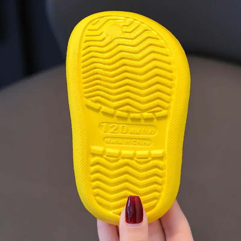 Color: Beige, Shoe Size: 1 - Summer Childrens Slippers Hole Kids Sandals Soft Anti-Skid Cartoon Dinosaur DIY Design Indoor Anti-Slip Boys Girls Beach Shoes