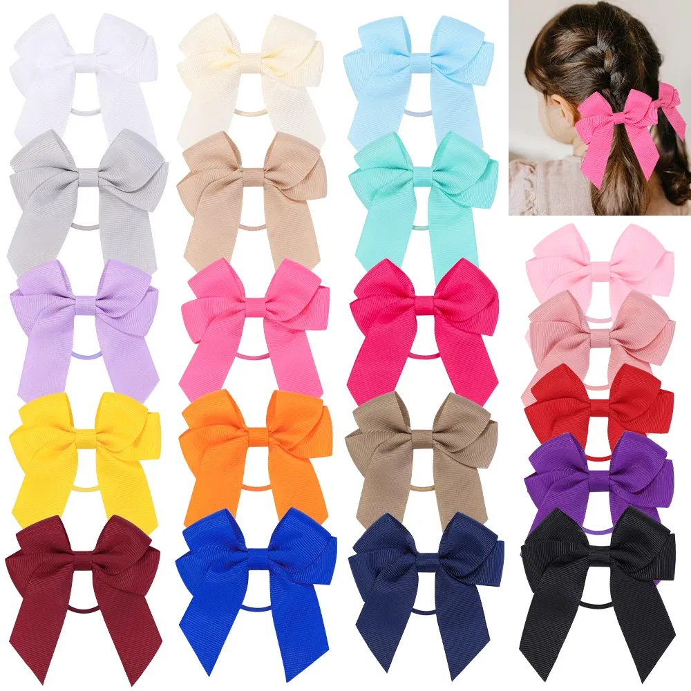 Color: Dark Brown, Size: 3XL - 1/2 Pcs Sweet Hair Ribbon Hair Band for Girls Toddler Cheer Bow Head Rope Kids Headwear Double Ponytail Support Hair Accessories