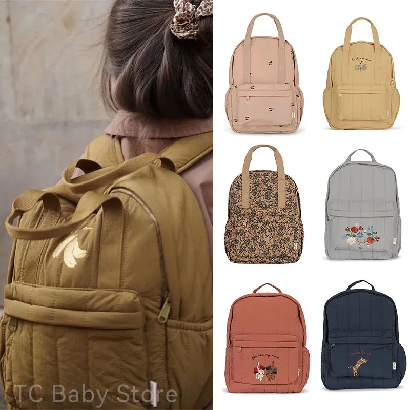 Color: light brown - KS Baby Backpack 2024 New Kids Schoolbag Kindergarten Bags Brand Traveling Mom Cherry Lemon Children's Boys Girls Storage