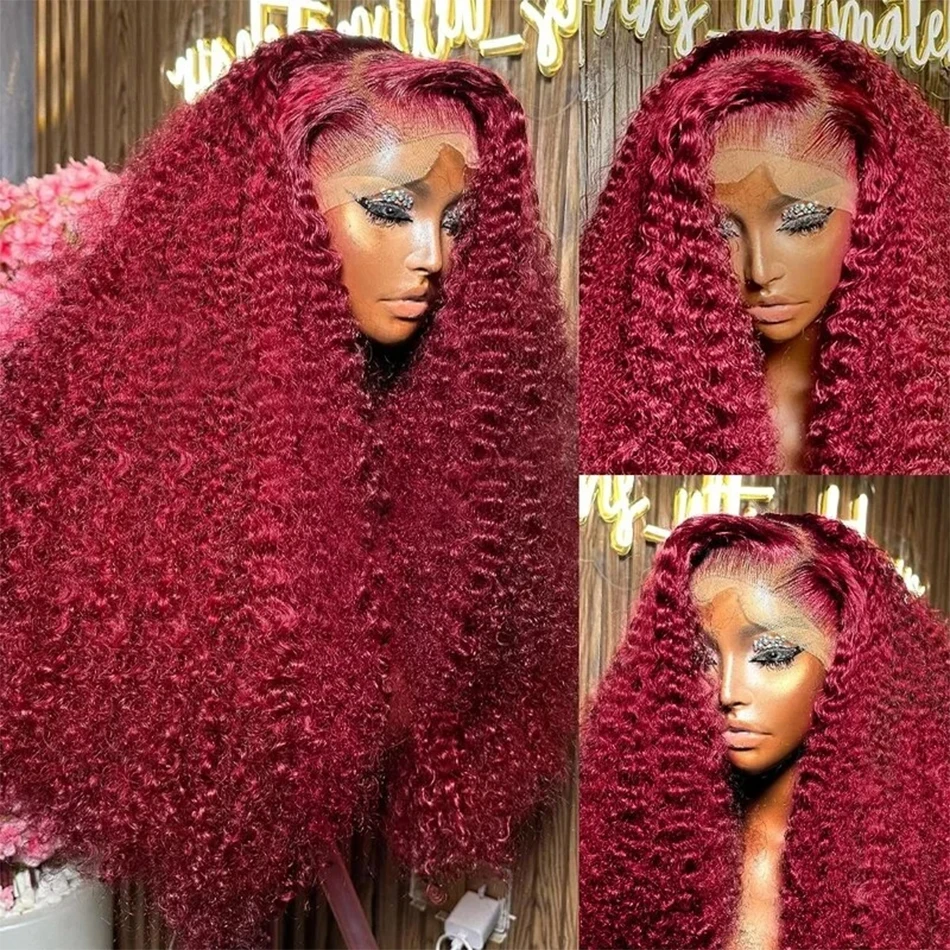 Color: T1B/613, Ships From: CHINA, Stretched Length: 34inches, Density: 180% - Red Curly Wigs 99J Burgundy 13X6 Hd Lace Frontal Human Hair Wig Colored Deep Wave Frontal Wig 13X4 Red Lace Front Human Hair Wig