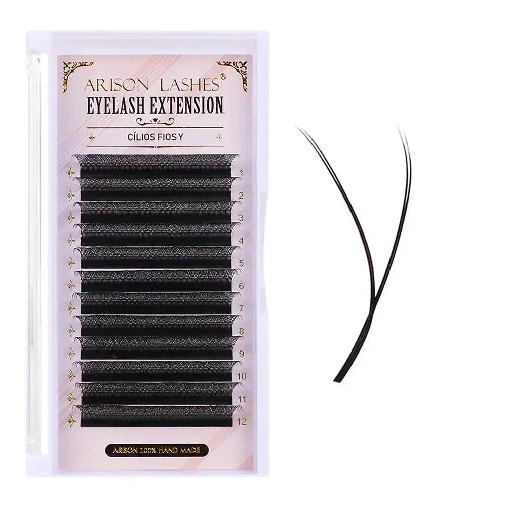 Color: Brushed Chrome, Curl: D, Thickness: 0.07mm, Length: 15mm - ARISON YY Lashes and 3D/4D/5D W Shape Lashes Brasileiro Premade Volume Eyelashes Extension Soft Thin Easily Grafting Extension