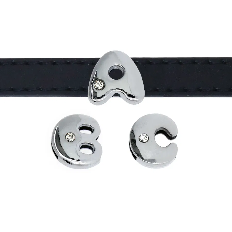 Color: Gold - 8mm Fat Slide Letters Charms Bracelet Women Jewelry Making 1pc Slide Alphabet A-Z DIY Wristband Belt Keychain Pet Collar