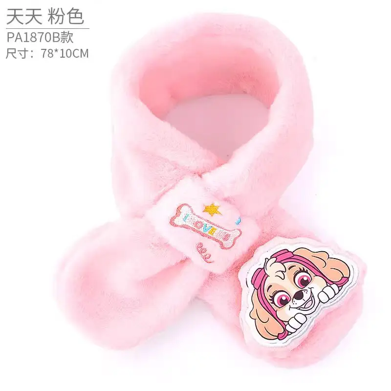 Color: Brown, Size: XXL - 100% Genuine Paw Patrol Thicken Cross Collar Scarf Kids Girls Glove Warm Winter Muffler Fur Plush Cute Shawl Scarfs High quality