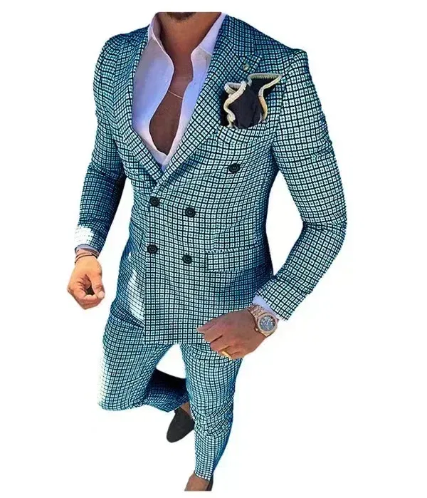 Color: Blue, Size: XXXL - High Quality 2024 Peak Lapel Men Suits One Button Groom's Wedding Suit Sets of Clothes for Men Evening Dress Performancen