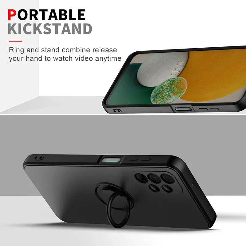 Color: army green, Ships From: CHINA, Material: Silicon - With Ring Holder Phone Case For Samsung Galaxy S25 Ultra S24 S23 S22 S21 Plus A13 A52 A53 A54 TPU Soft Back Cover